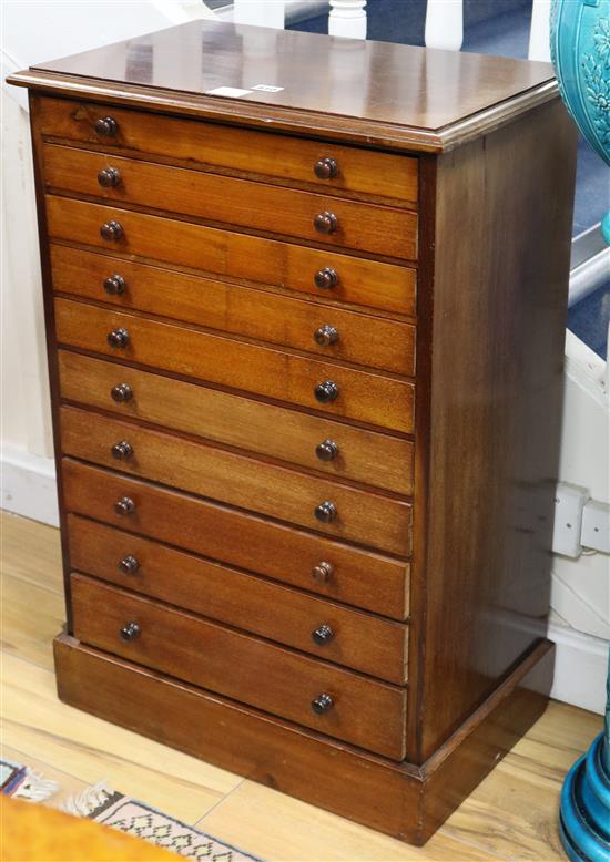A 19th century mahogany specimen chest, fitted with ten small drawers, W.56cm